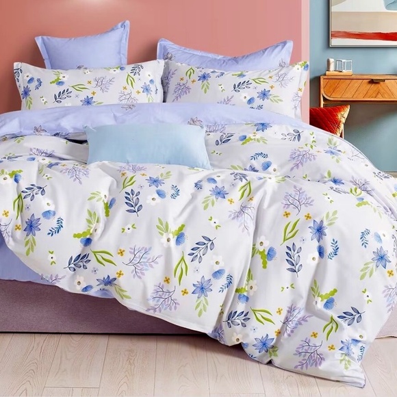 100% Cotton Duvet Cover set Queen 3Pcs Comforter Cover Pillowcases Floral Soft - Picture 1 of 5